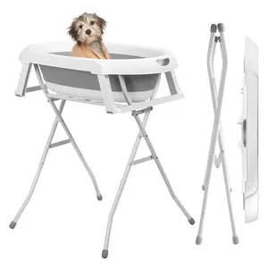 2 in 1 Dog Bathtub Dog Washing Station, Foldable Pet Bath Tub for Bathing and Grooming, Collapsible Portable Shower Bathtub for Small Dogs Cats Pet, Indoor and Outdoor