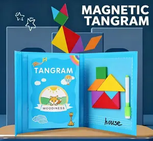 Children's Magnetic Seven-Piece Puzzle Board Book | Solid Wood Educational Toy (Early Education Enlightenment and Bilingual Learning)