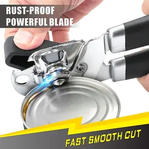 Multi-function Manual Can Opener & Bottle Opener, Non-slip Handle with Knob, Easy to Use