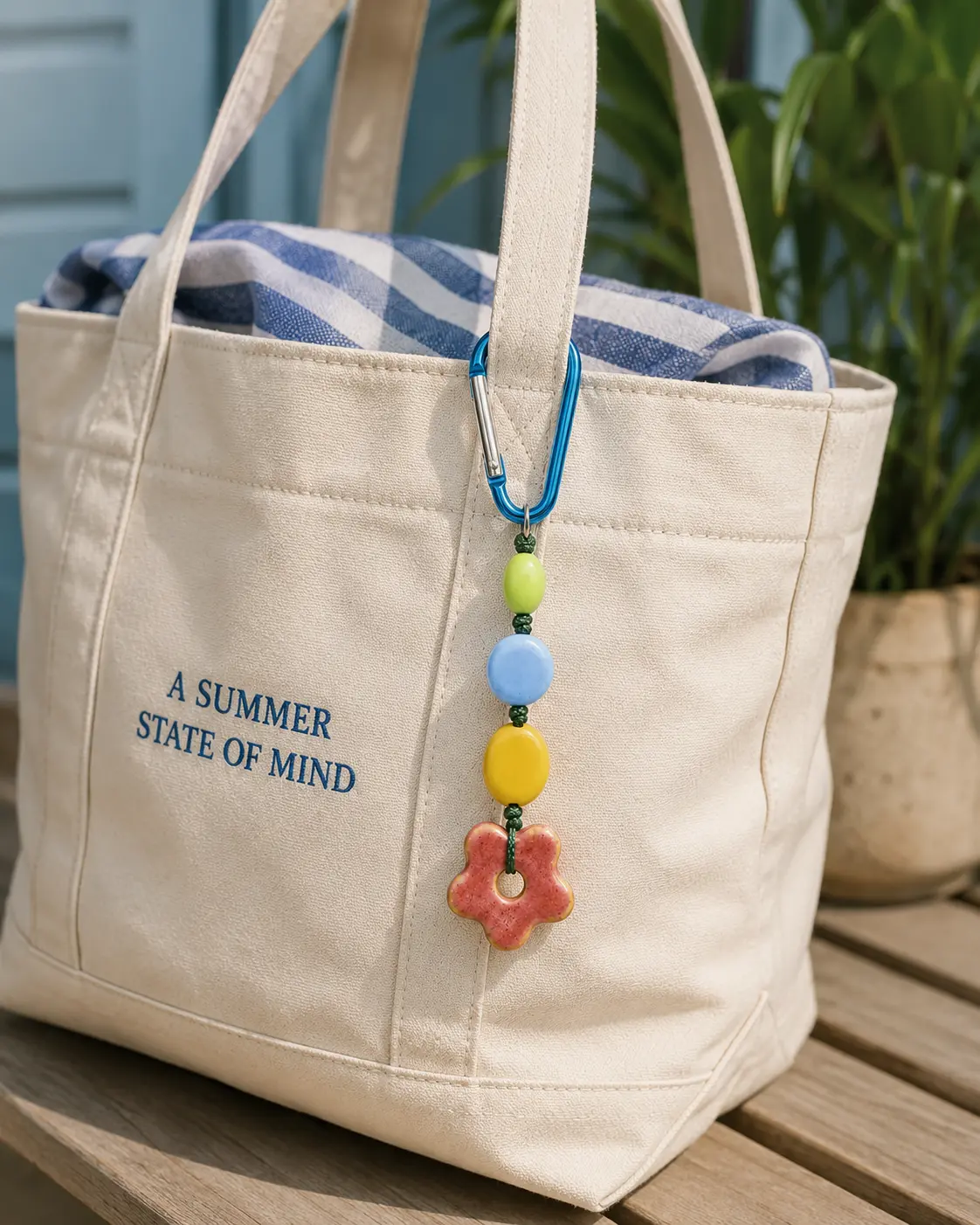 Coastal Bloom Ceramic Carabiner  Bag Charm Key Chain