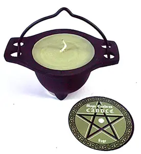 AzureGreen CCSAG Aromatic Sage Witch Candle - Cauldron Shape for Home Decor & Home Supplies Ambiance Use, Witch Candles, Ambiance Candles