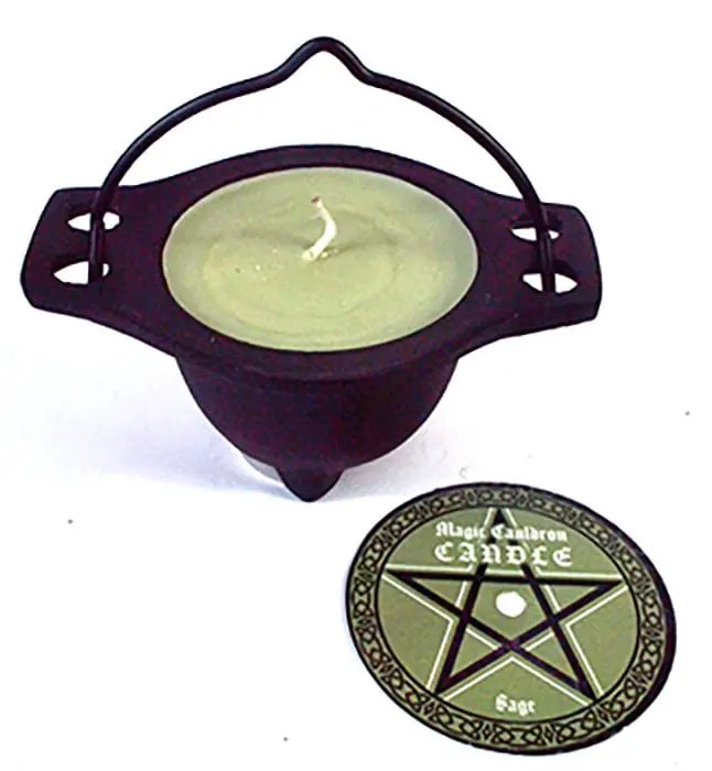 AzureGreen CCSAG Aromatic Sage Witch Candle - Cauldron Shape for Home Decor & Home Supplies Ambiance Use, Witch Candles, Ambiance Candles
