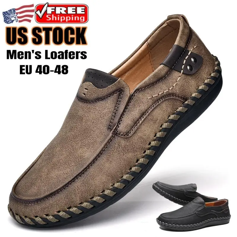 Men's Handmade Loafers Casual Business Shoes Slip on Leather Shoes Driving Shoes