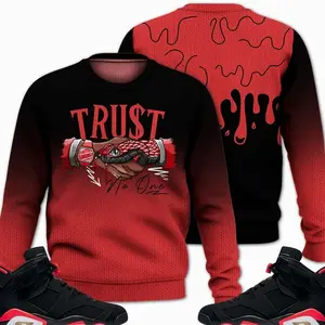 Retro 6 Infrared Outfits, Black Infrared 6s Ugly Sweater, Snake Trust No One Outfits Streetwear Unisex Sneaker Matching Shirts