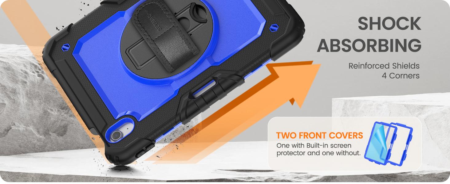 Stock Case for iPad Air 8 7 6-11/13 inch M4 2026/iPad(A19) 12th/(A16) 11th 2025/10th Generation Case/mini 7 (A17 Pro)/6/iPad Pro 11/13 inch M5-M4 2024 Shockproof Heavy Duty Case with Screen Protector Pencil Holder Rotating Stand Hand Strap Shoulder Strap