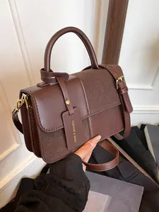 Fashionable Ladies Structured Top Handle Purse Magnetic Clasp Closure Small Square Shoulder Bag Versatile Crossbody Chic Daypack