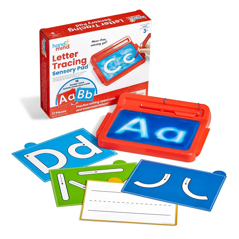 hand2mind Letter Tracing Sensory Pad, Reusable Handwriting Practice for Kids 3-5, Learn to Write, Letter Tracing Board, Toddler Writing Practice, Montessori Alphabet Toys, Preschool Learning Toys