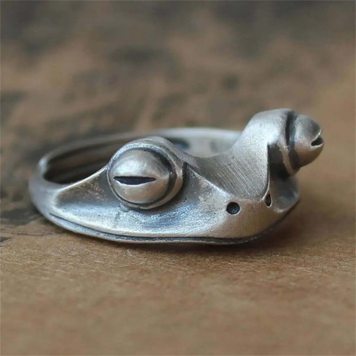 Retro Frog Toad Animal Rings for Women Men Artistic Design Silver Color Opening Resizable Unisex Female Statement Ring