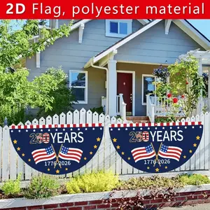 2 Piece Flat Banner Set, Us Founding Anniversary Decorative Fan Flag Banners, 45cm/90cm Size, Polyester Material, Ideal for Anniversaries, Outdoor Banners