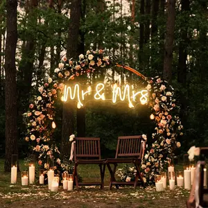 Mr and Mrs Neon Sign Wedding,  LED Mr & Mrs Light for Backdrop Decor, Neon Mr Signs for Shower Engagement Arch Flower Background Reception Desk  Decoration Gifts, 19.6 x 5.5in(Warm White)