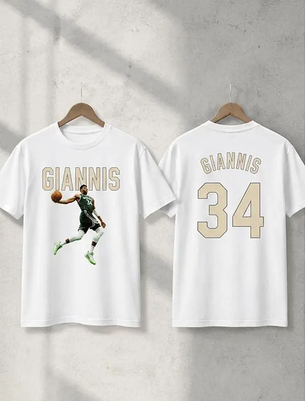 Unisex Giannis Antetokounmpo 34 Milwaukee Bucks Basketball Sport Graphic Tshirt Hoodie Sweatshirt Aesthetic Casual Crewneck Basic Tee Fabric Menswear