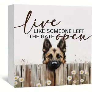 Live like Someone Left the Gate Open Belgian Malinois Wooden Signs, Farm Cottagecore Animal Office Kitchen Bedroom Decor, Rustic Farmhouse Home Decor Signs, Belgian Malinois Gifts for Women 5x5 inch