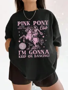 Pink Pony Club Tshirt, Ladies Clothes for Summer, Gift For Women, Gift For Girl Friend, Full Size, Full Color Cotton Womenswear