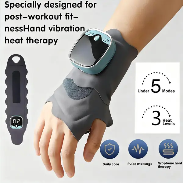 Upgraded Hand Massager with Heat,USB Rechargeable Heated Hand Massager For Arthritis & Carpal Tunnel - 5 Modes 9 Levels for Hands & Wrist Pain Relief, Portable Hand Relaxation,Gift for Mom,Women Men Xmas Gift, Daily Care for Outdoor, Work, Cycling, Skiing