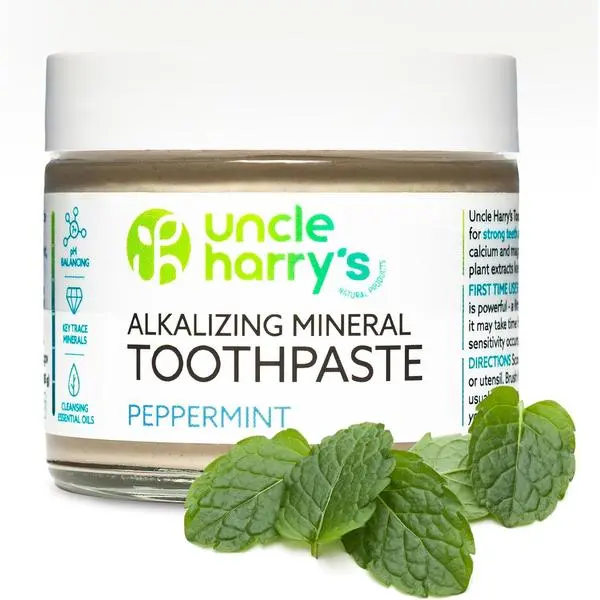 Uncle Harry's Peppermint Remineralizing Toothpaste | Natural Whitening Tooth Paste Freshens Breath & Promotes Enamel | Vegan Fluoride Free Toothpaste