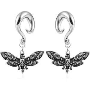 2 count Butterfly Ear Dangle Plugs 316 Stainless Steel Ear Hangers Ear Gauges Piercing Plug Pair Selling 2g 0g