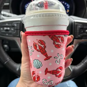 Pink Bow Shell Lobster Drink Sleeve 16oz - Perfect for Your Beverage - Drinkware -Coffee