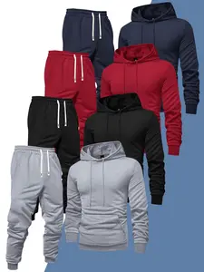 Men's three-piece set includes a hoodie and pants, featuring an American street style with a perfect blend of casual and fashion - slightly stretchy, with detailed pockets - regular cuffs for comfortable homewear suitable for outdoor walks. Men's outfit,