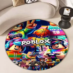 1pc Fun Kids Theme Round Rug, Roblox Character Design, Game Ip Lover Home Decor, Living Room Vibrant Fun Atmosphere, Soft Home Accessories