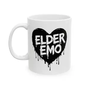 Elder Emo Dripping Heart Mug | Goth Aesthetic Coffee Cup | Emotional Support Mug for Elder Emos | Alternative Gift for Emo Adults