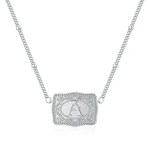 W&J Initials Necklace Embossed Belt Buckle Necklace Stylish Temperament Versatile Everyday Accessories Birthday Gifts