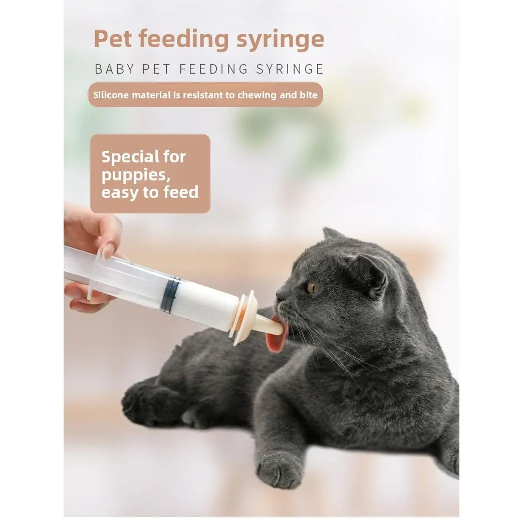 Pet Feeding Syringe for Newborn Puppies and Kittens with Scale, Feeding Device with Teat, In Stock
