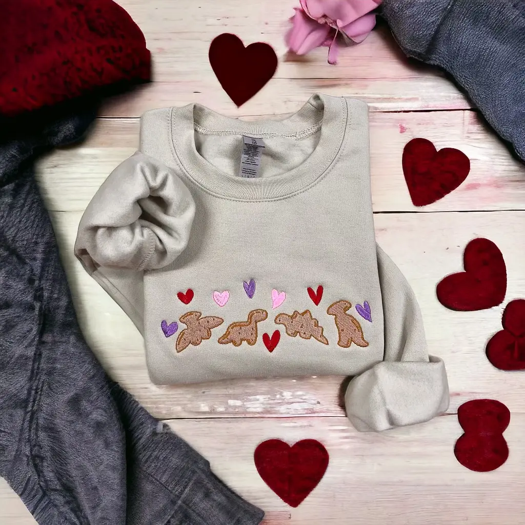 Embroidered Dino Nugget Crewneck Sweater