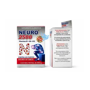 Neuro 2500 Capsules - 100 Tablets of 500mg - B1, B6, B12 Vitamins for Stronger Headaches - Dietary Supplement