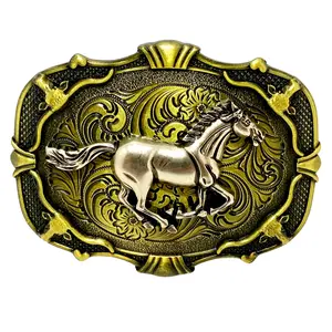 Western Horse Pattern Belt Buckle for kids - Copper Finish
