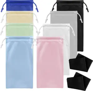 8-Pcs Eyeglass Pouch Set with 2 Microfiber Cleaning Cloths-Soft Sunglasses Case,Travel Glasses Case,Sunglass Sleeve,Storage Bag for Eyeglasses,Sunglasses,Watch,Jewelry & Smartphone ﻿ TKYZMS