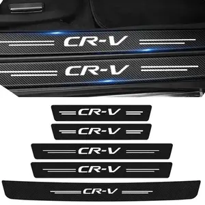 Carbon Fiber Car Door Sill Protector Trunk Guard Bumper Stickers Decals for Honda CR-V CRV Logo 2021 2019 2018 2017 Accessories