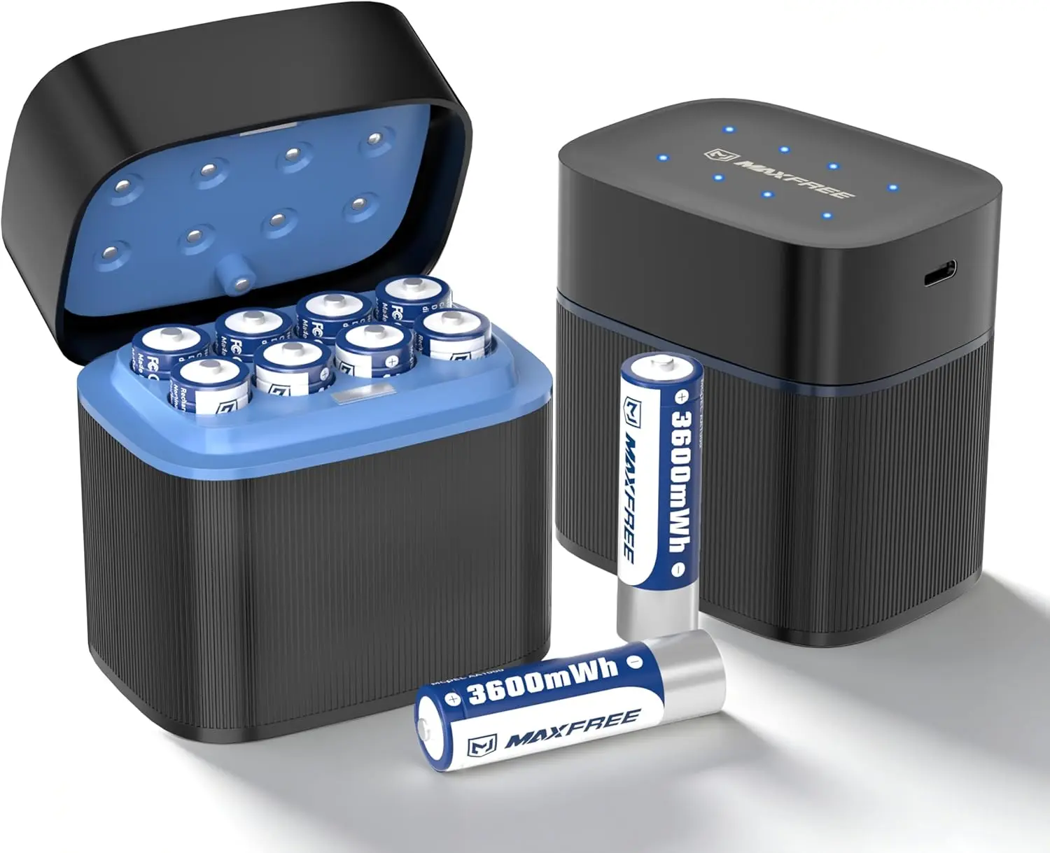 Windone Rechargeable AA Batteries Lithium with Charger, 8-Pack 1.5V 3600mWh | Long Lasting Double A Batteries with LED Display, Cycle Times Up to 2500 – Fast Charging for Blink Outdoor Cameras & Toys