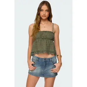 Orian Eyelet Babydoll Tank Top