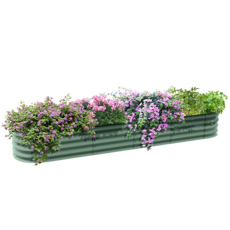 Outsunny 8' x 2' x 1' Galvanized Raised Garden Bed Kit with Safety Edging, Easy DIY Stock Tank for Growing Flowers, Herbs & Vegetables Outsunny 8' x 2' x 1' Galvanized Raised Garden Bed Kit with Safety Edging, Easy DIY Stock Tank for Growing Flowers, Herbs & Vegetables