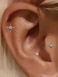 1 Pair Women'S 925 Sterling Silver Star Stud Earrings - Simple and Versatile, Perfect for Daily Wear or Gifting, Holiday Jewelry|Minimalist Earrings|Sleek Earring Design