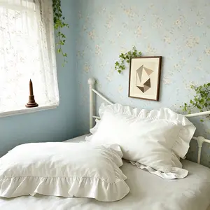 Multicolor French Country Ruffle Pillowcase – Solid White with Ruffled Edge, Soft Breathable Pillow Covers, Farmhouse Style Bedding, Cottagecore Bedroom Decor for Romantic Home, Cottagecore Gift for Her