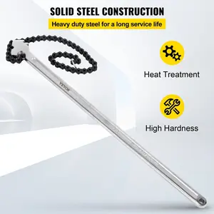 VEVOR 24inch Chain Wrench Carbon Steel Chain Pipe Wrench Heavy Duty 6.7inch Diameter Capacity Chain Strap Filter Wrench