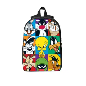 The "Friends" Series 17-inch Laptop Backpack is crafted from durable polyester and features breathable shoulder straps, two-way zippers, and side pockets; it is ideal for students, travelers, and fans of retro cartoons.