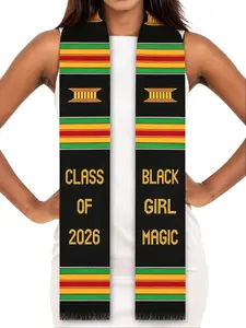 2026 Black Girl Magic Graduation Stole – Handwoven Kente Cloth Sash for Black Women, African Heritage Grad Gift, Senior Ceremony Outfit