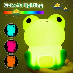 OkiyiD Frog Night Light for Nursery Rechargeable Dimmable Bedside Lamp with Touch Control Portable Kids Gift for Girls Boys Babies Decorative Lighting ABS SIL Safe Battery Operated