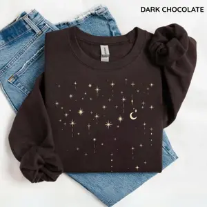 Vintage Starlight Cute Sweatshirt, Celestial Sweater, Mystical Moon Sweatshirt, Astrology, Space Trendy, Astrological Gift For Her Cute