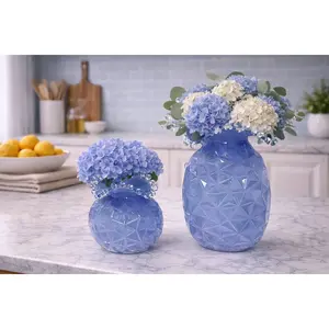 Pineapple Shaped Glass Vase Set - Amethyst Hue Tropical Elegance for Dining Table Mantel or Entrance Decor