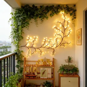 90ins USB powered rattan lamp simulation tree branch lamp wall staircase yard decoration festival decoration 8 functions with remote control bendable color lamp decoration light