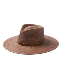 Isla Panama Wide-Brimmed Straw Fedora, Taupe Fashion Accessory Hat, Wide-Brimmed Straw Hats