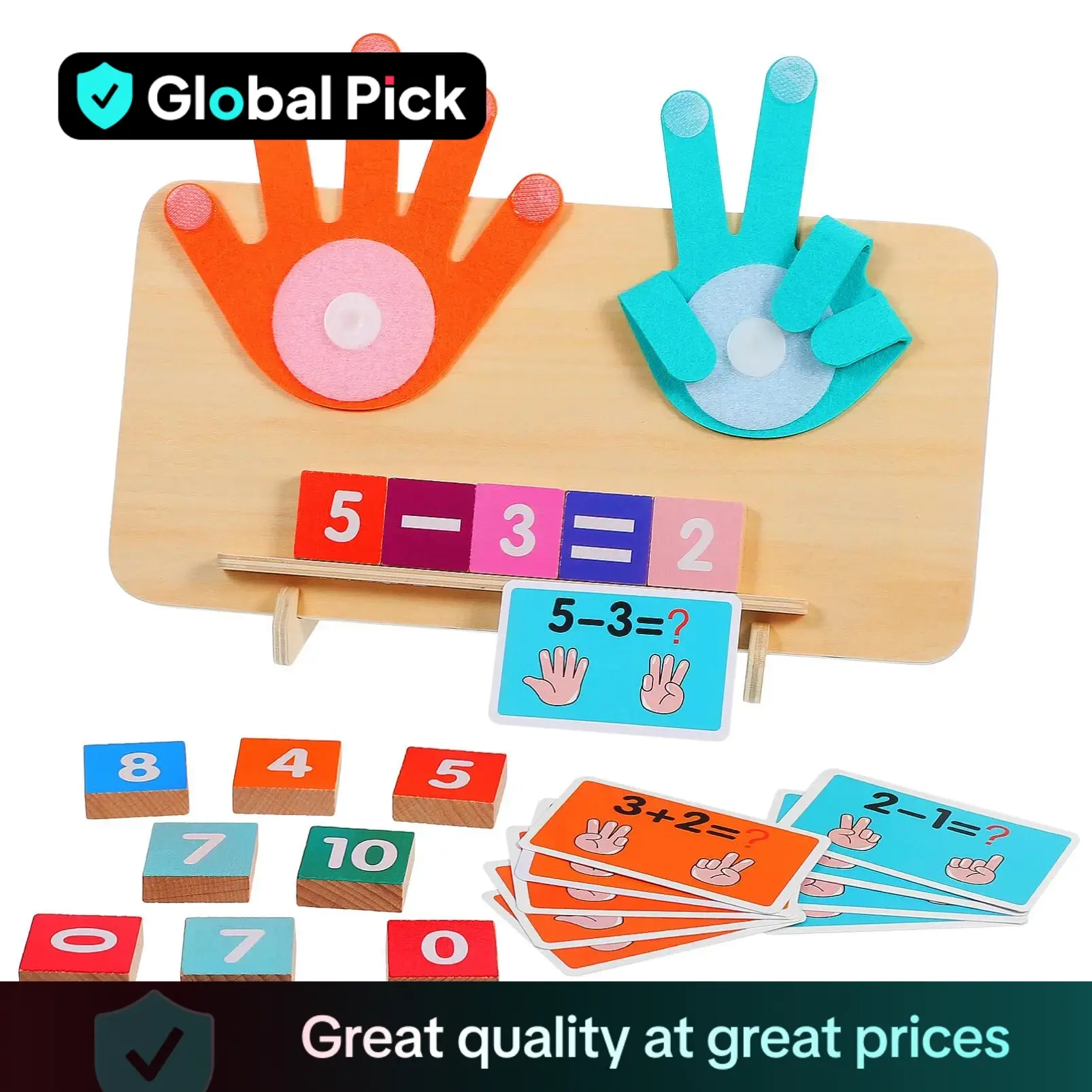 Multifunction Colorful Educational Math Manipulatives Number Counting Blocks, 1 Set Finger Counting Math Montessori Toys for Boys and Girls, Birthday