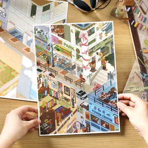 Town Street Theme Sticker Pack, Handmade Decorative Stickers for Journals, Water Bottles, Festive Gifts, Perfect for Multiple Scenarios