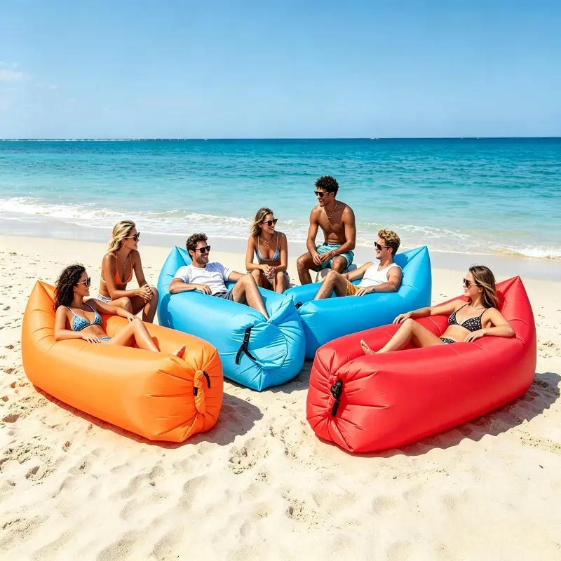Outdoor Air Lazy Inflatable Sofa Bag, Portable Camping Sofa Air Sleeping Bag Lunch Break Mattress Music Festival Concert Recliner, Quick Inflatable Sofa Bed, suitable for beaches, outdoor and travel