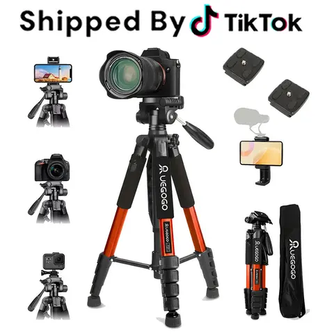 74in Heavy-Duty Aluminium Camera Tripod Stand with 3-Way 360° Rotation Fluid Ball Head, 4-Section Travel Design, Detachable DSLR/Android Smartphone/Projector Mount, Adjustable Height, Carry Bag for Outdoor Streaming
