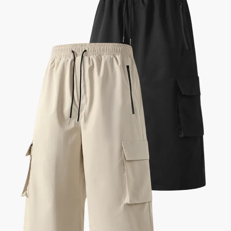 Men's summer cargo casual shorts, three-quarter length, loose straight fit