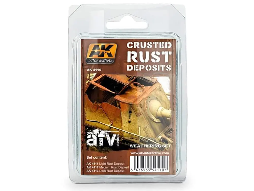 AK Interactive - Crusted Rust Deposits Weathering Enamel Paint Set (3 Colors) 35ml Bottles